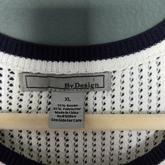 By Design Flounce Sleeves Knit‎ Sweater Blouse Women's XL Preppy Classic Neutral - Picture 8 of 10